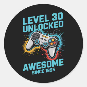 Level 30 Unlocked Gamer 30th Birthday Classic Round Sticker