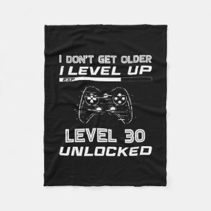 Level 30 Unlocked Gamer 30th Birthday Decorations Fleece Blanket