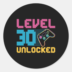 Level 30 Unlocked Gaming Birthday Classic Round Sticker