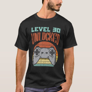 Level 30 Unlocked Retro 30Th Birthday Video Gamer T-Shirt