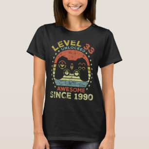 Level 33 Unlocked Awesome Since 1990 33rd Birthday T-Shirt