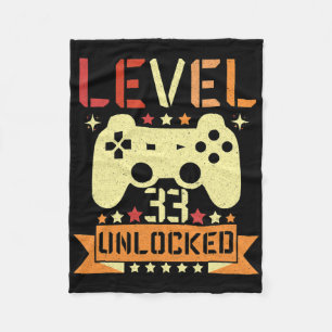 Level 33 Unlocked Video Game 33rd Birthday Gamer  Fleece Blanket