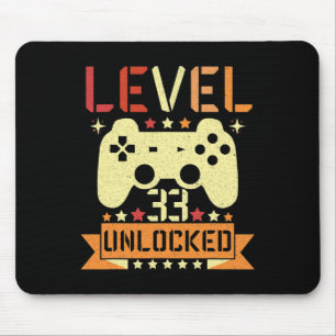 Level 33 Unlocked Video Game 33rd Birthday Gamer  Mouse Pad