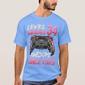 Level 34 Unlocked Awesome Since 1989 34th Birthday T-Shirt