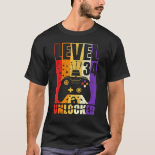 Level 34 Unlocked Birthday Level Up 34th Birthday  T-Shirt