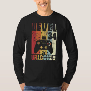 Level 34 Unlocked Birthday Level Up 34th Birthday  T-Shirt