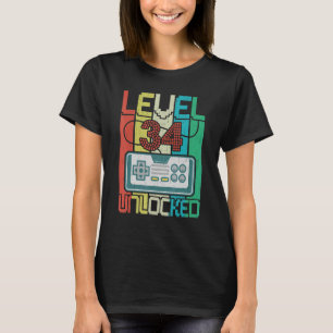 Level 34 Unlocked  Video Gamer 34th Birthday T-Shirt