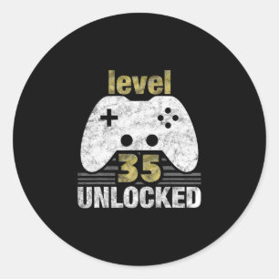 Level 35 Unlocked 35th Birthday 35 Year Old Gift F Classic Round Sticker