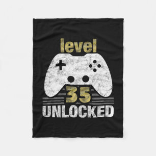 Level 35 Unlocked 35th Birthday 35 Year Old Gift F Fleece Blanket