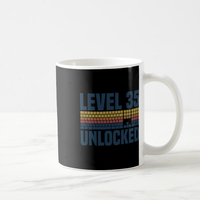 Level 35 Unlocked 35th Birthday 35 Years Old Video Coffee Mug (Right)