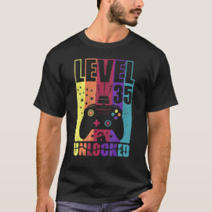 Level 35 Unlocked Birthday Level Up 35th Birthday  T-Shirt