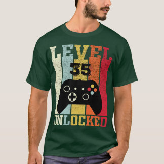 Level 35 Unlocked Funny Video 35th Birthday Gift T-Shirt