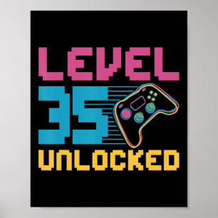 Level 35 unlocked Gaming Birthday Poster