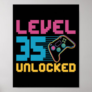 Level 35 Unlocked Gaming Birthday  Poster