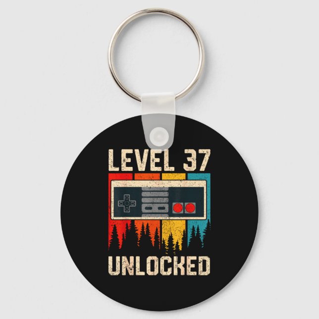Level 37 Unlocked Video Game Controller Birthday M Key Ring (Front)
