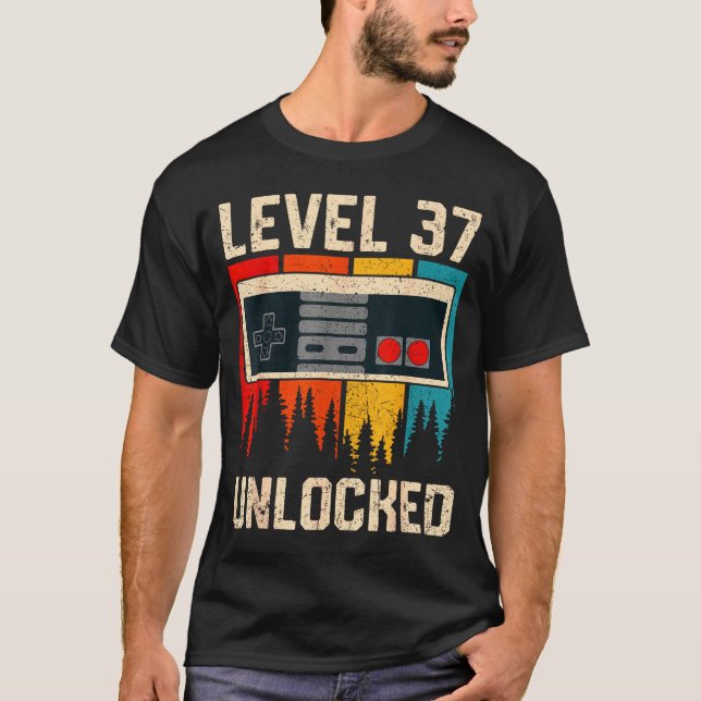 Level 37 Unlocked Video Game Controller Birthday M T-Shirt (Front)