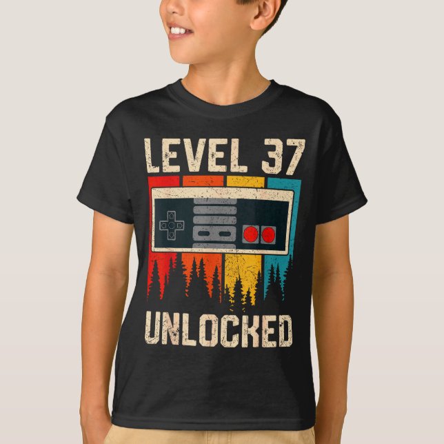 Level 37 Unlocked Video Game Controller Birthday M T-Shirt (Front)