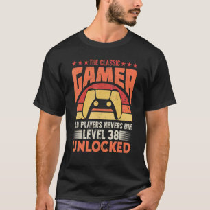 Level 38 Complete Gamer 38th Birthday Video Game T-Shirt