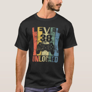 Level 38 Unlocked 38Th Birthday Gift For Video Gam T-Shirt