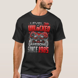 Level 38 Unlocked Awesome Since 1985 38th Birthday T-Shirt