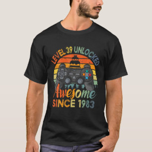 Level 39 Unlocked T Awesome 1983 Gamer 39Th Birthd T-Shirt
