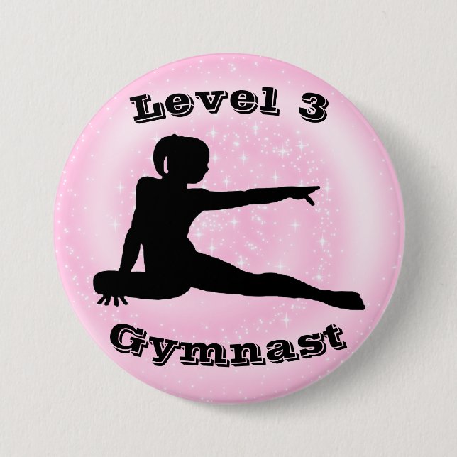 Level 3 Gymnast - Girls Gymnastics Button (Front)