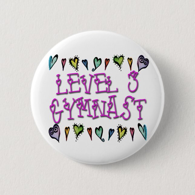 Level 3 Gymnast hearts 6 Cm Round Badge (Front)
