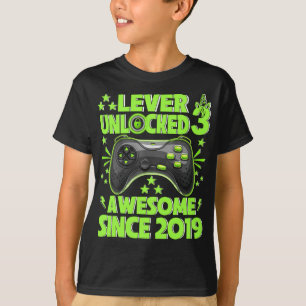 Level 3 Unlocked Awesome 2019 Video Game 3rd  T-Shirt