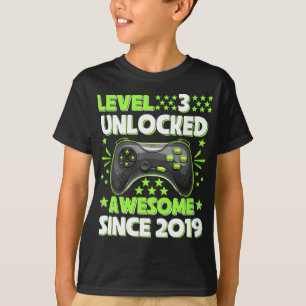 Level 3 Unlocked Awesome 2019 Video Game 3rd Year T-Shirt