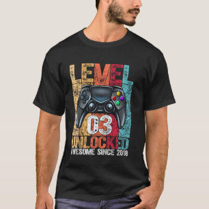Level 3 Unlocked Awesome Since 2018 3rd Birthday G T-Shirt