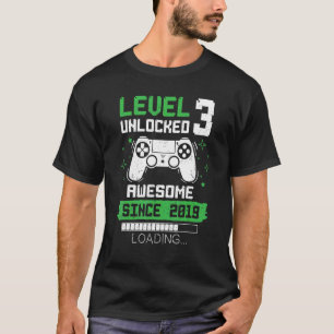 Level 3 Unlocked Awesome Since 2019 Gamer 3rd Birt T-Shirt