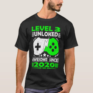 Level 3 Unlocked Awesome Since 2020 3rd Birthday G T-Shirt