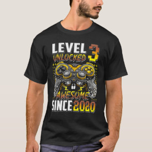 Level 3 Unlocked Awesome Since 2020 3rd Birthday G T-Shirt