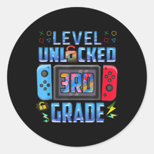 Level 3rd Grade Unlocked Back To School First Day  Classic Round Sticker