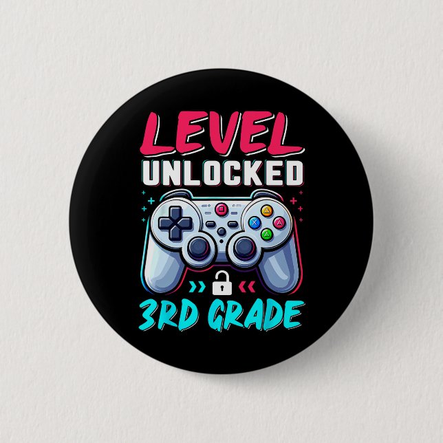 Level 3rd Grade Unlocked Back To School Team Third 6 Cm Round Badge (Front)
