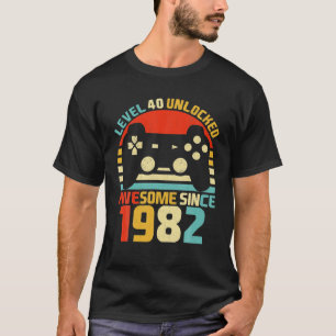 Level 40 Unlocked 40 Years Old Video Gamer 40th T-Shirt