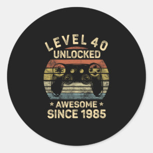 Level 40 Unlocked 40th Birthday 40 Year Old Gifts Classic Round Sticker