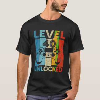 Level 40 Unlocked 40th Birthday Video Game 40 Year T-Shirt