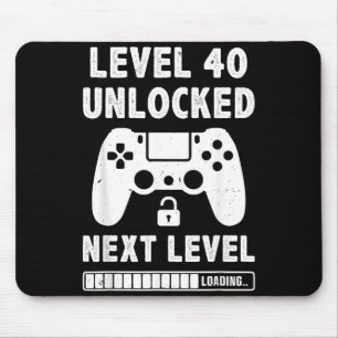 Level 40 unlocked 40th birthday video game retro mouse pad