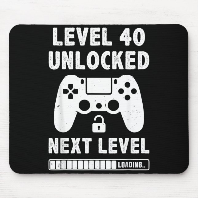 Level 40 unlocked 40th birthday video game retro mouse pad (Front)