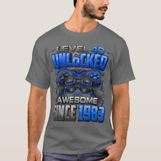 Level 40 Unlocked Awesome Since 1983 40th Birthday T-Shirt