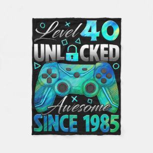 Level 40 Unlocked Awesome Since 1985 40th Birthday Fleece Blanket