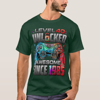 Level 40 Unlocked Awesome Since 1985 40th Birthday T-Shirt