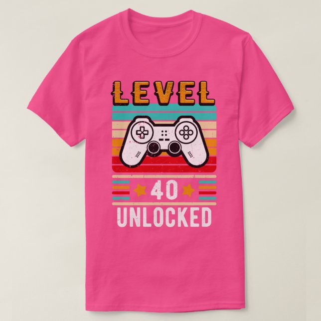 Level 40 Unlocked Birthday Retro Controller T-Shirt (Design Front)