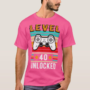 Level 40 Unlocked Birthday Retro Controller T-Shirt