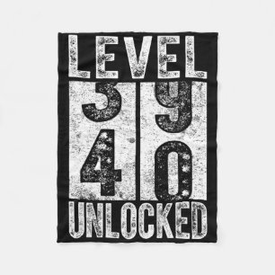 Level 40 Unlocked Funny Happy 40th Level Birthday Fleece Blanket