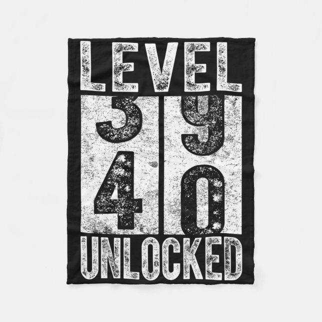 Level 40 Unlocked Funny Happy 40th Level Birthday  Fleece Blanket (Front)