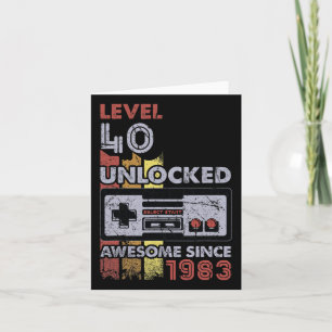 Level 40 Unlocked Gamer 40th Birthday Gift Video G Card