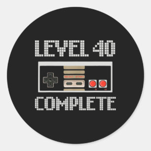 Level 40 Unlocked Shirt Video Gamer 40th Birthday  Classic Round Sticker