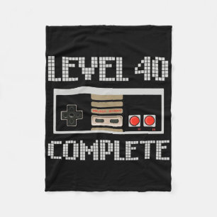 Level 40 Unlocked Shirt Video Gamer 40th Birthday Fleece Blanket